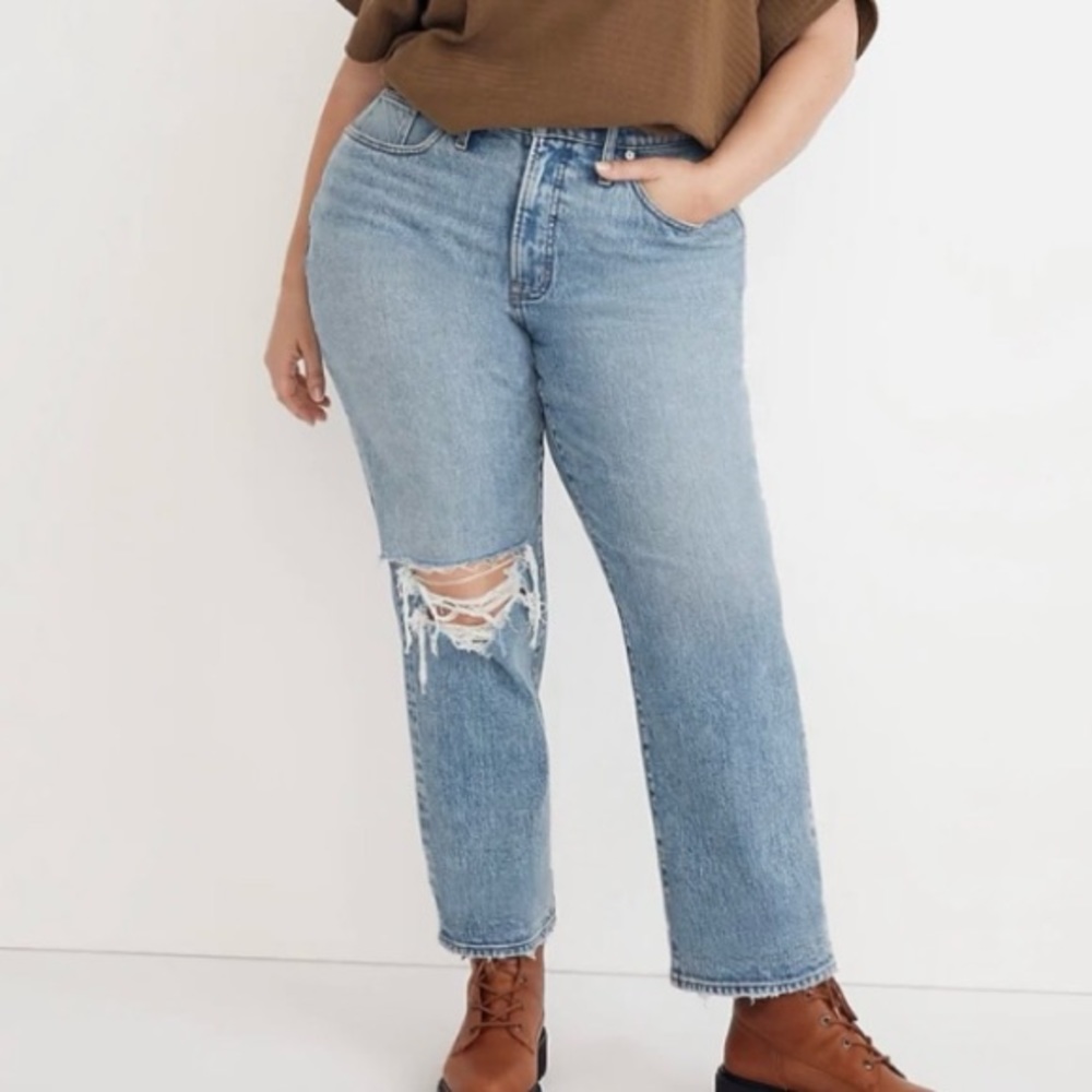 Madewell The Curvy Perfect Vintage Straight Leg High Rise Light Wash Jeans